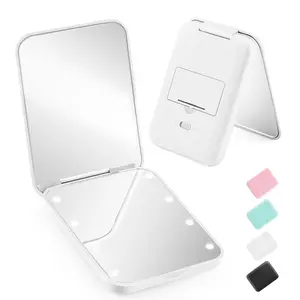 Mini Travel Portable Lighted Makeup Mirror, 1x/3x Magnifying LED Pocket Mirror with Light, Built-In Battery, Perfect Gift for Girls