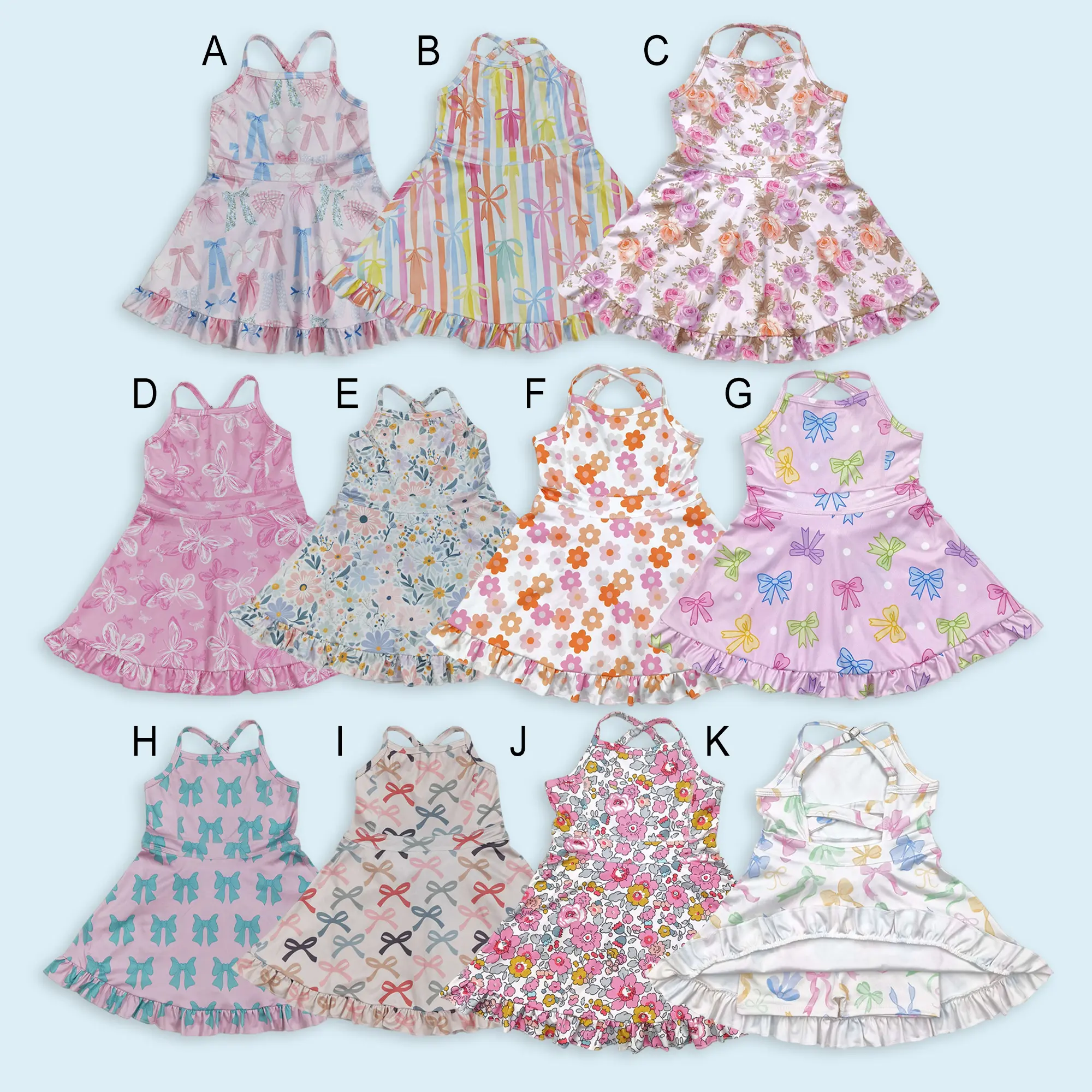 Girls summer active wear yoga dress quick dry dress