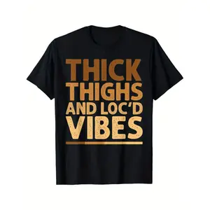 Cotton Thick Thighs and Locs Graphic Tee for Women Casual Oversized Fit