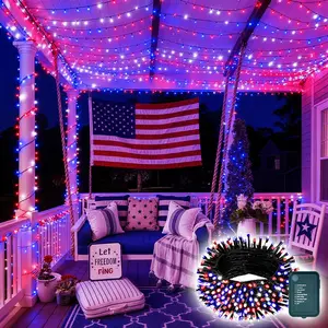 Battery box LED American Flag star flashing lights, Outdoor Decorative Lights, Battery Powered (Battery Not included), Fourth Of July, Memorial Day, Independence Day Decorations, Garden, Yard Decorations Outside, Outdoor Landscape Lights