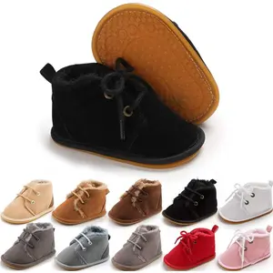 L-SOK026   Baby Booties Newborn Infant Unisex Baby Girls Boys Velvet Rubber Anit-Slip Sole Shoes Toddler Fleece Cozy Winter Warm Prewalker Boots