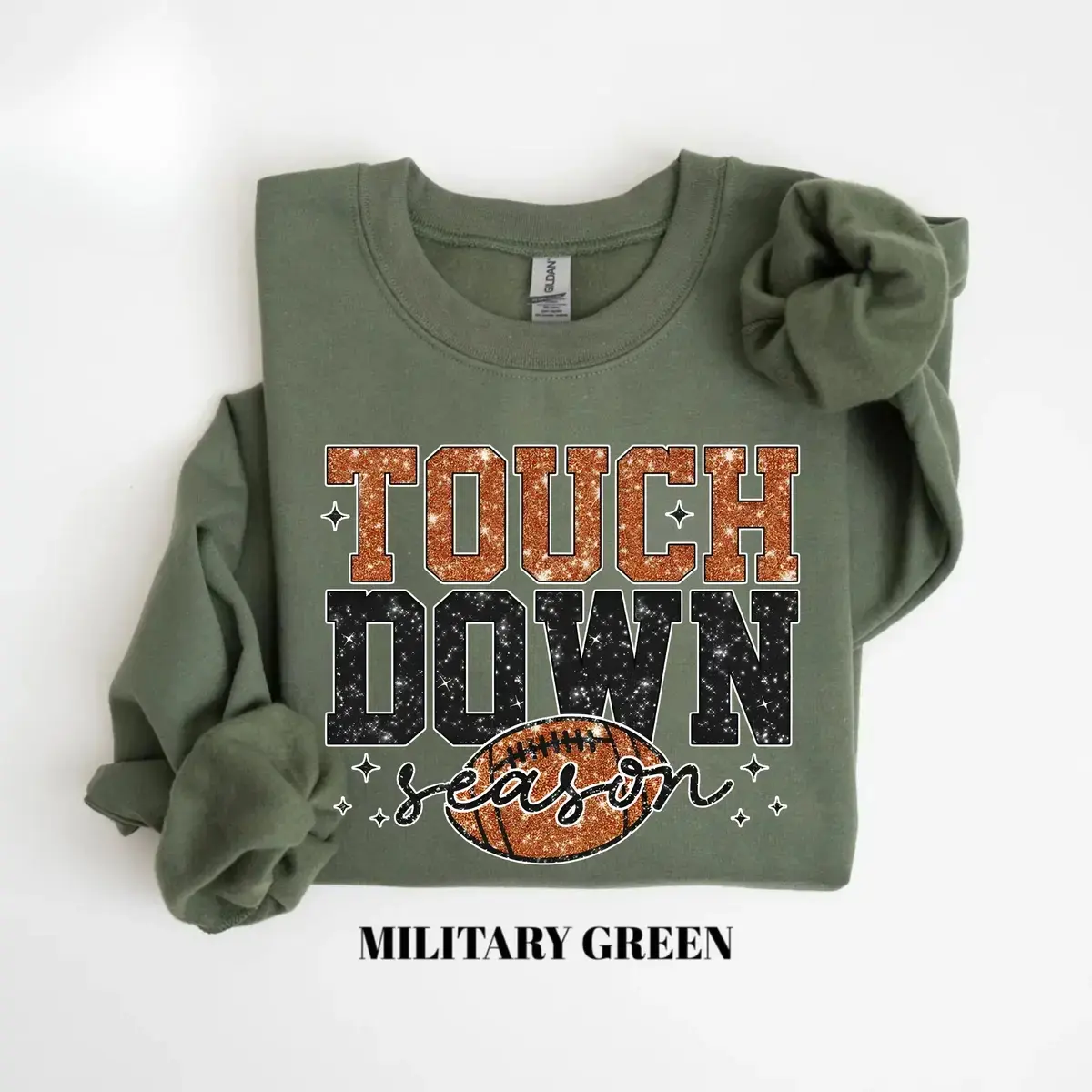 [PRINTED] Gildan Touch Down Season Sweatshirt, Game Day Sweatshirt For Mom, Football Mom Sweatshirt, Football Lover Gift, American Football Sweatshirt, Sports Mom Gift For Women