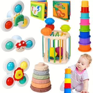 Baby Toys 6 to 36 Months, 26pcs Toy Set including Identification Cloth Book and 6 in 1 Stacking Blocks, Infant Gifts Play Set for Kids Sensory Learning Activity, Infant Bath Time Fun for 1-4 Year Old, Early Learning Toys, Interactive Toy Set, perfect Birt