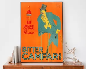 Vintage Bitter Campari Poster, Art Nouveau French Print, Retro Advertising Poster, Cool Poster