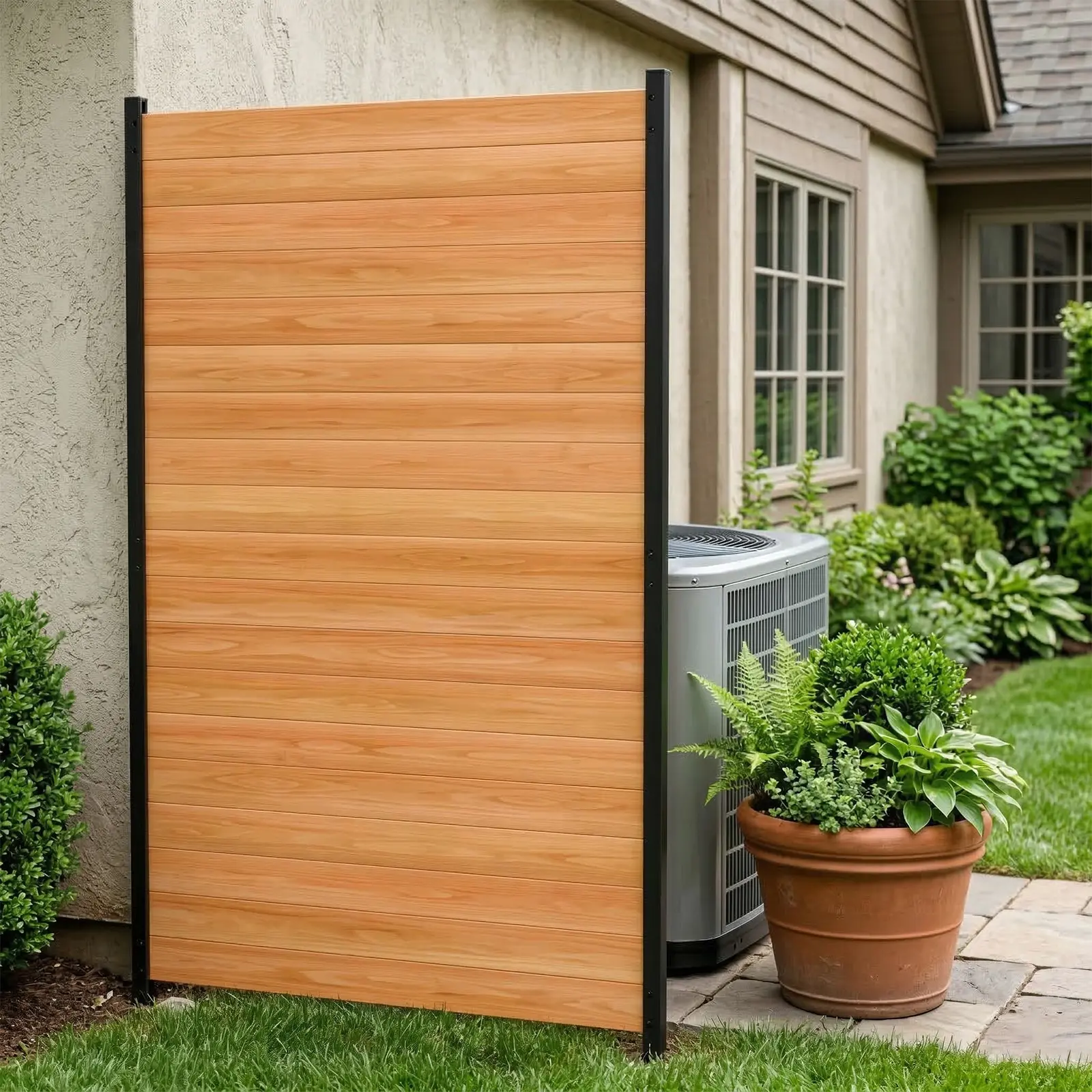 Lilypelle Outdoor Privacy Fence Panels, 38" x 60"/73" Wood Privacy Screen with Heavy-Duty Metal Posts & Ground Stakes, Windproof Fence Panel for AC Unit, Trash Can, Patio & Garden deskmakeover