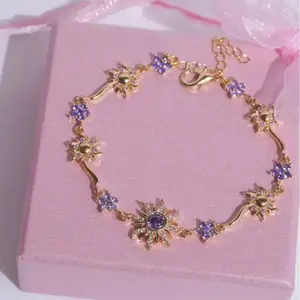 Sun Flower Purple Bracelet Inspired Zircon Gemstone Necklace Sun & Moon Starburst Princess Christmas Jewelry