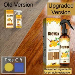 Natural Beeswax Wood Polish Spray 120ml - Furniture Restorer & Cleaner | Wood Seasoning Wax for Floors, Cabinets, Tables - Non-Greasy, Anti-Dust & Deep Protection