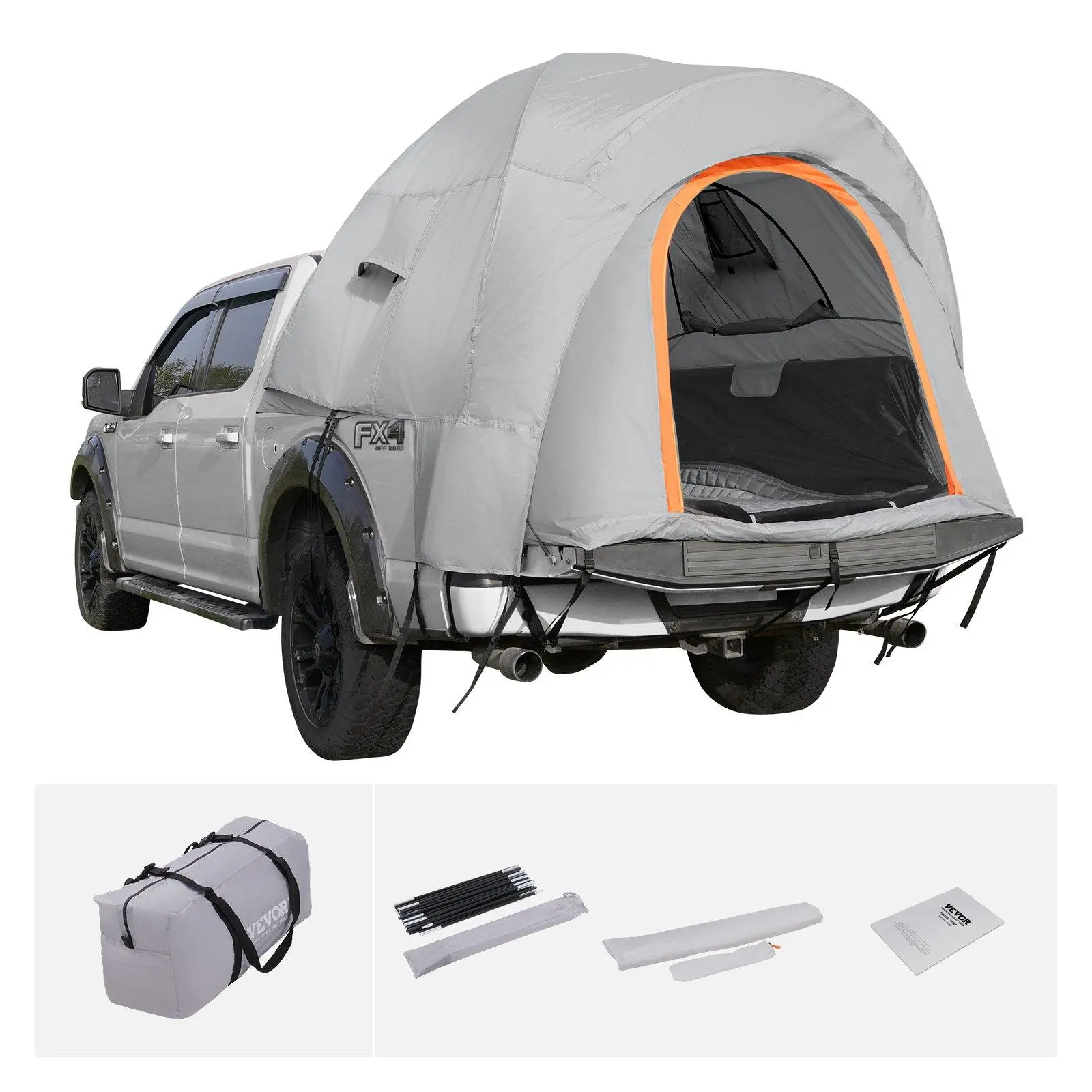 【SummerFinds】VEVOR Truck Bed Tent, 6.4'-6.7' Pickup Truck Tent with Rain Layer and Carry Bag, Waterproof PU2000mm Double Layer Truck Tent, Accommodate 2-3 Person, for Camping Traveling Outdoor Activities