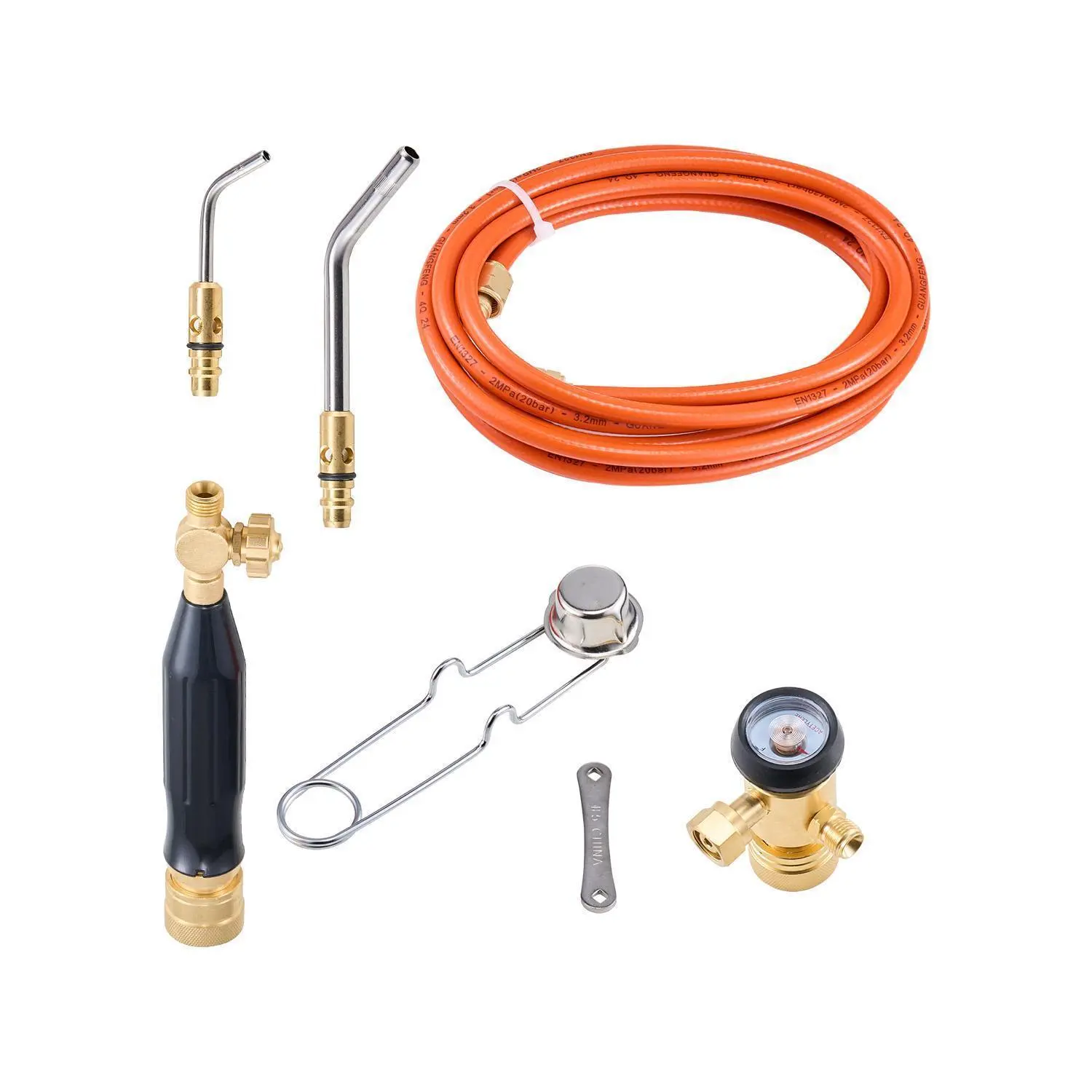 【Backtoschool】VEVOR Air Acetylene Torch Kit,  , Acetylene Gas Welding Tool with 149'' Hose, 2 Welding Tips, CGA200 Regulator & Torch Handle, Gas Brazing Welder for Home DIY Industrial Sites (without Gas Cylinder)