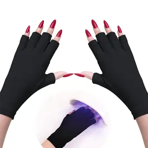 ✨Gel Nail Lamp UV Protection Gloves, Made of Highly Stretchable Fabric with Fingerless Design, Nail Art Skincare Anti-UV Gloves to Shield Hands from UV Exposure, Fingerless Sun Gloves