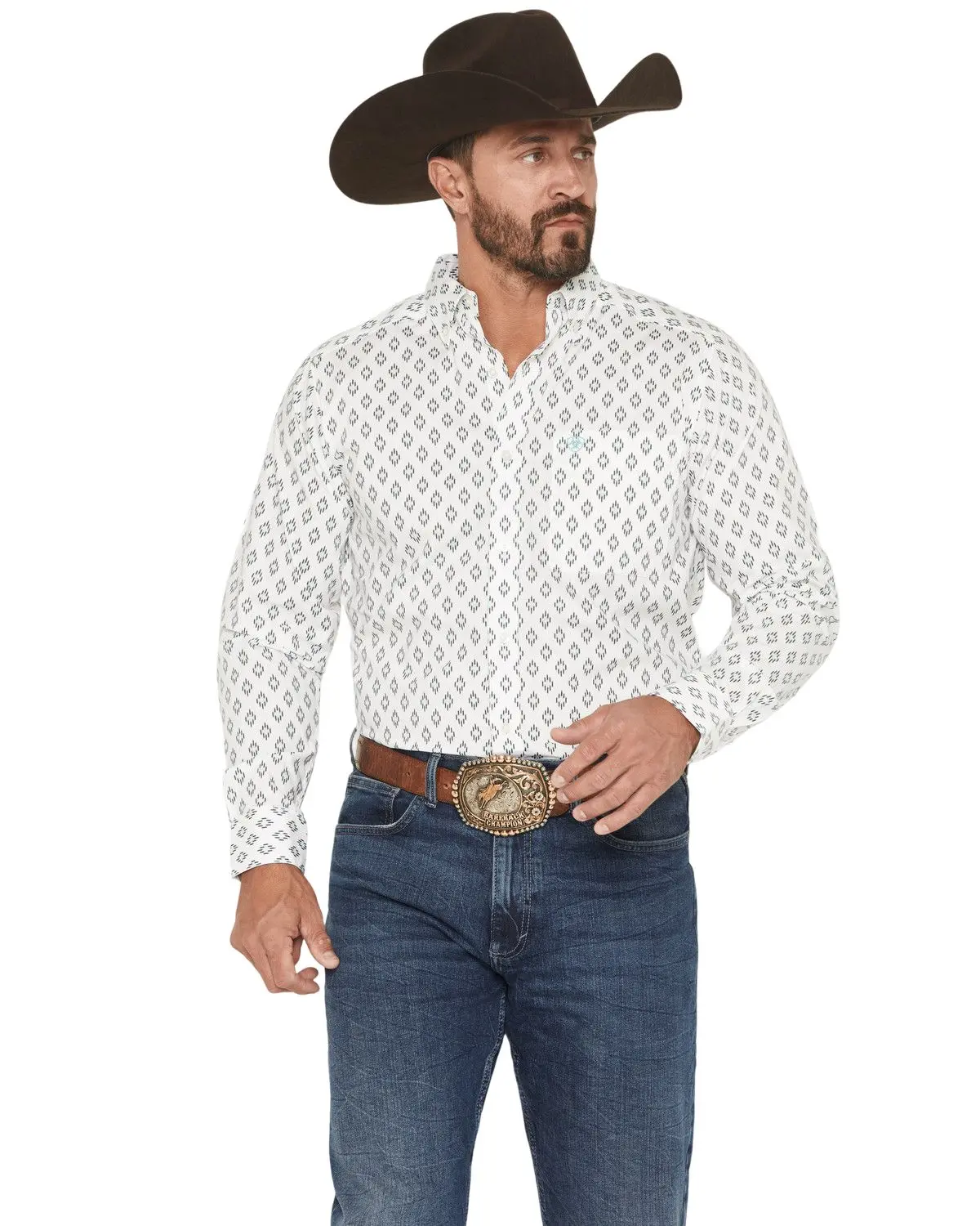 Ariat Men's Men'S Bass Geo Print Long Sleeve Button-Down Western Shirt - 10062203