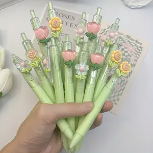 6/12pcs Creative Design Floral Pattern Retractable Ballpoint Pens, Multi purpose pens, Smooth writing experience, ideal for diaries, school, office use, supplies, gifts, fun work pens, office stationery, or Mother's Day presents