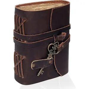 Leather Journal for Women Men, Deckle Edge Paper Leather Notebook of 180 GSM, Book of Shadows Journal Blank, Leather Bound Journal diary (Dark Brown)