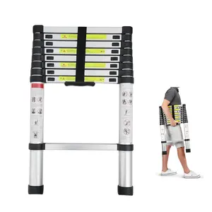 Aluminum Multi-Purpose Telescoping Ladder 8.5ft Extension Folding Ladder, 330lbs Max Load, Portable Collapsible Ladder for Home Office RV Roof, Adjustable Height, EN131 Certificated