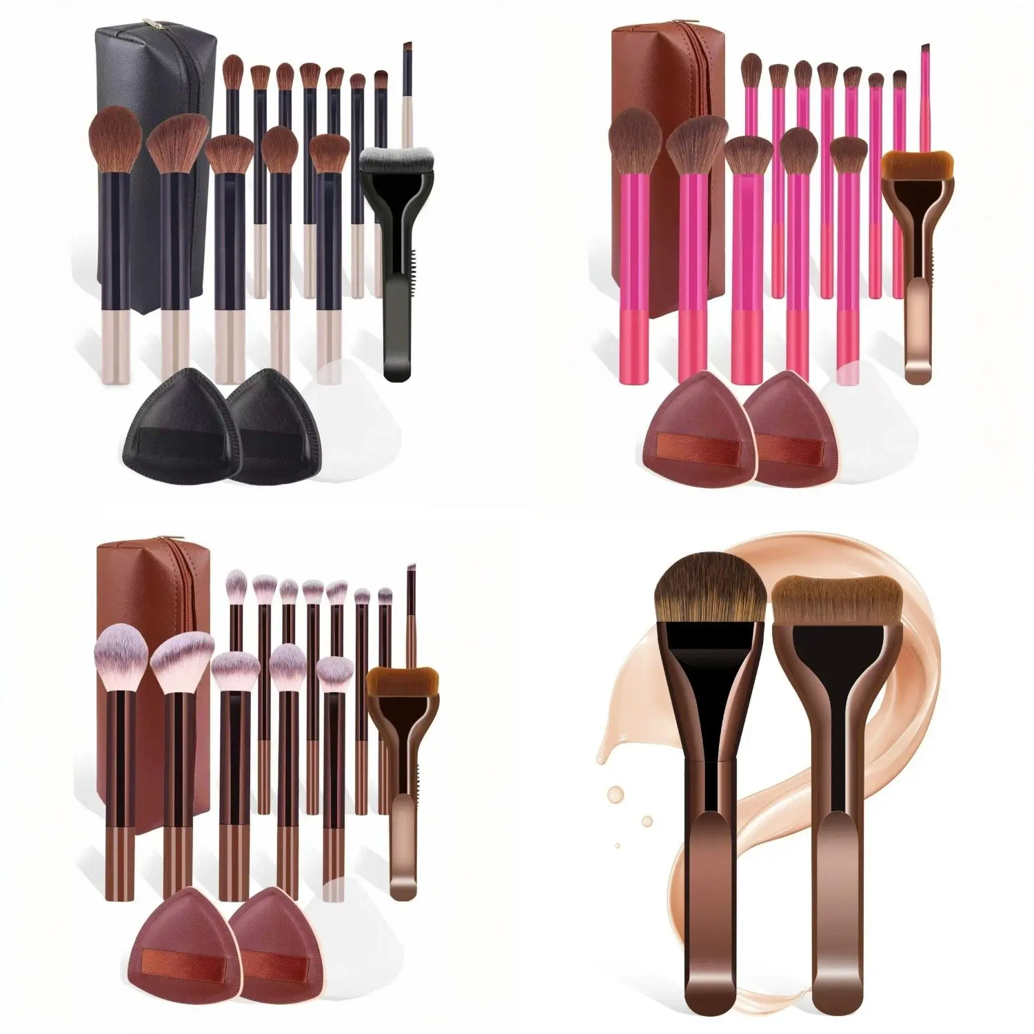 17-Piece Luxury Makeup Brushes Set, Makeup Brush Kit, Beauty Tools Kit, Includes Foundation Brush, Eyeshadow Brush, Powder Brush, Beauty Sponge, Soft Bristles, Portable Storage