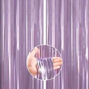 ParyWoo Light Purple Streamers 2pcs Tinsel Backdrop 8.2FT Metallic Lavender Foil Fringe Streamer Curtains Photo Booth Backdrop for Halloween Baby Shower Bachelorette Wedding Party Decorations