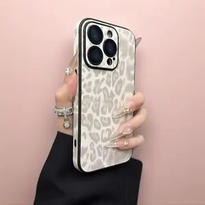 Caselify Customized Cowhide Leather Leopard Print Cellphone Casing - Shockproof, Premium-Feel Accessories for iPhone 17 Pro Max,16 Pro,15,14,13,12 Handheld Devices (Summer Vibes, Outdoor Use)