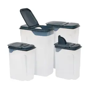 Plastic Dispensers, Clear with Dark Gray Lids, (4 Pack Set Includes (2) 14 Cup Dispensers and (2) 32 Cup Dispensers) 9.25" x 5.38" x 13.5" Bottles Transparent
