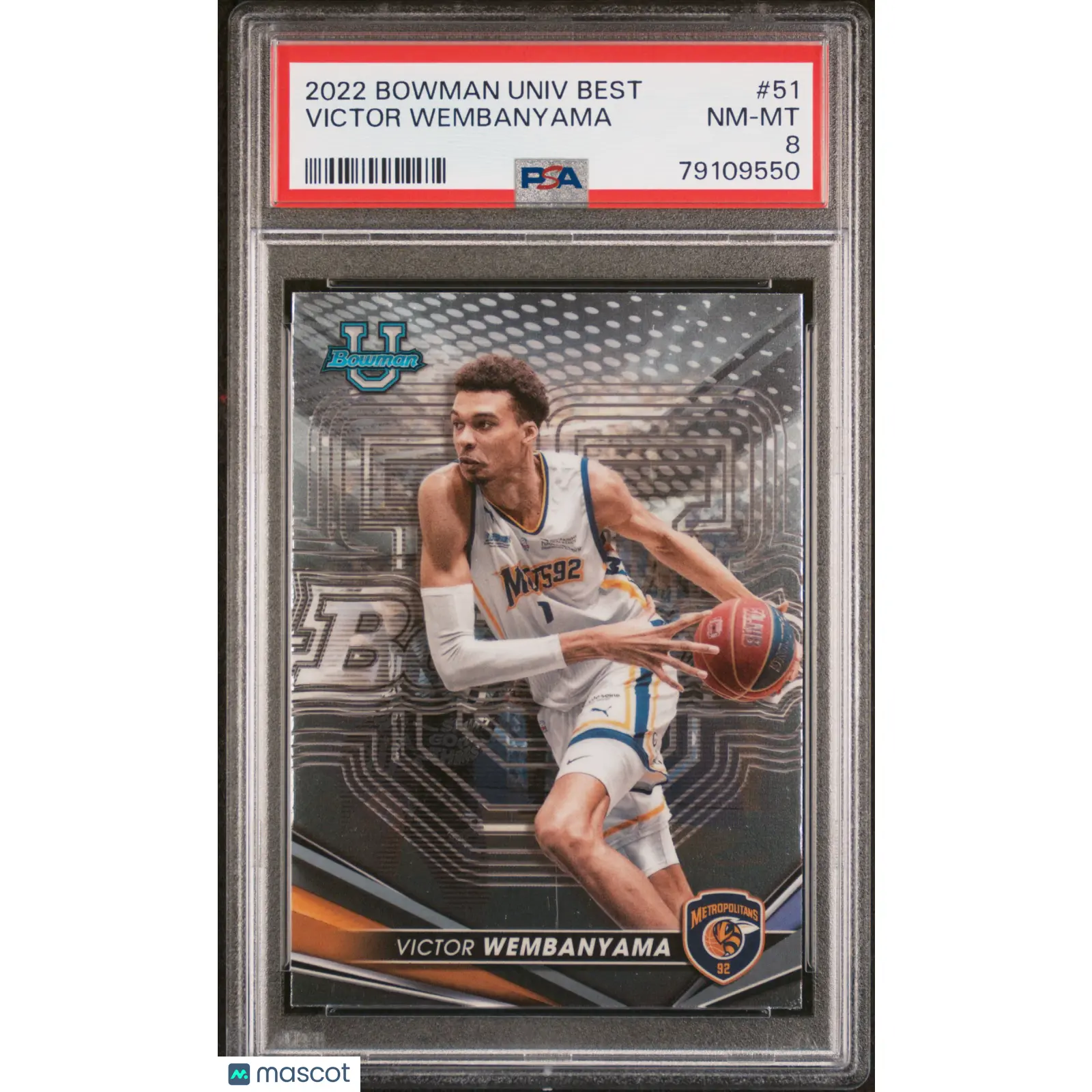 Victor Wembanyama 2022-23 Bowman University Best #51 PSA 8 RC