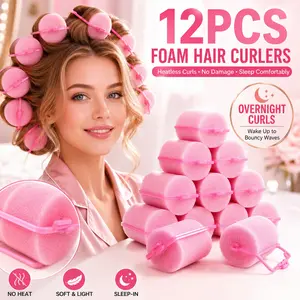 Foam Hair Rollers, Heatless Sleep-In Curlers for Overnight No-Damage Curls, Volumizing Bangs, Inner-Curl Ends & Soft Waves, Easy Sponge Curling Tools for Women