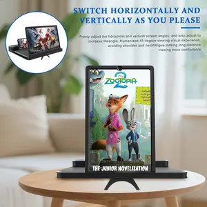 12-inch mobile phone screen magnifier with Bluetooth speaker, 3D HD mobile phone screen projector, suitable for movies and videos, foldable phone stand with screen magnifier, supports all smartphones.