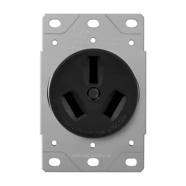 Enerlites Industrial Grade Flush Mount Power Socket Receptacle, 50A 10-50R, Thermoplastic Construction, 3-Pole 3-Wire Design, Corrosion-Resistant, Flush Receptacles, Large Head Combination Screws