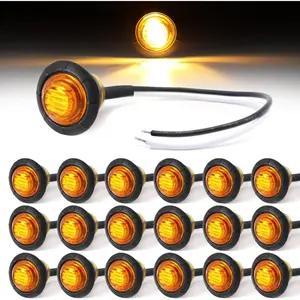 12V LED Clearance Lamps 20 Count – 3/4" Compact Round Lights for Truck Trailer Bus Van Lighting Holiday Gift