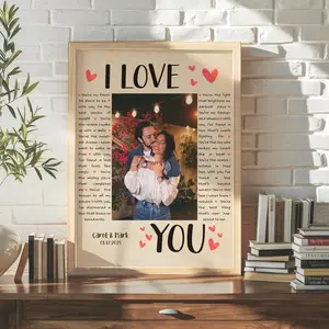 Valentine Gift for Him Custom Photo Wall Art, Personalized First Valentine Poster for Boyfriend Husband, Romantic Home Decor Print, Meaningful Love Memory Display