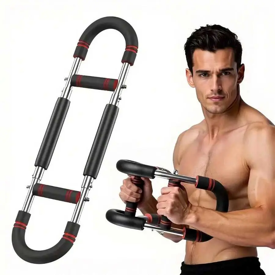 Arm Rotation Trainer 60-130 Lbs Adjustable Portable Chest Gym Equipment - 3 Intensity Levels, Detachable Design, Suitable For Home Gym, Travel And Outdoor Sports - Multi-Muscle Exercise, Ergonomic Non-Slip Handle, Durable Metal Spring (Used), Multi-Functi