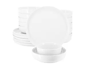 Elama Duncan 18 Piece Porcelain Dinnerware Set in White