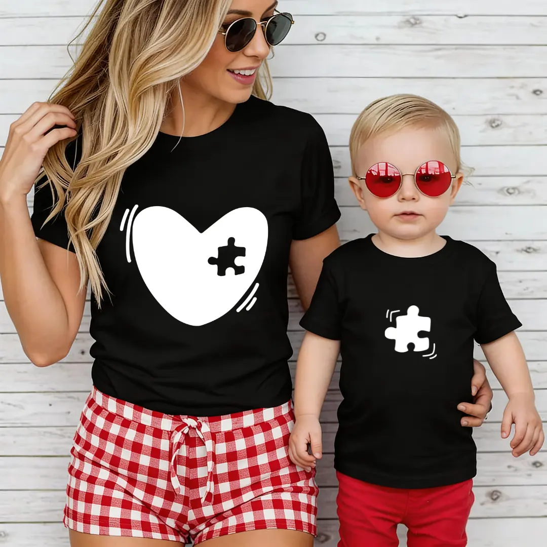Matching mothers day shirt, Matching puzzle shirt, Mothers day shirt, Mommy and me shirt, Matching Family shirts, Mothers day gift, Mama tee Casual American Short Sleeve T-shirt
