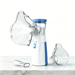 Handheld Ultrasonic Mesh Nebulizer & Humidifier, with Rechargeable Lithium Battery, Adjustable & Self-Cleaning, Face Mask & Mouthpiece Included, Plug-in Rechargeable for Adults Kids, Home Travel Use, Blue White; Rechargeable Mesh Spacer Machine Available