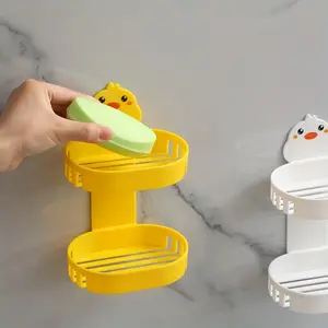 1pc Double layered water and fertilizer soap holder, wall mounted soap box, bathroom non perforated soap holder, Soap Dish Holder, Soap Rack, Soap Tray, Bathroom Essentials Accessories, Soap Saver, Bathroom Accessory, Bathroom Supplies, Restroom
