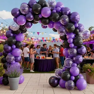 46pcs Purple & Black Balloons,Unique Colored Balloons Perfect for Birthdays,Christmas Decor,Halloween Decorations,Weddings, Engagement Parties,Graduation Ceremonies,Anniversaries,Home Garden Decoration,Home Decoration,Party Backgrounds