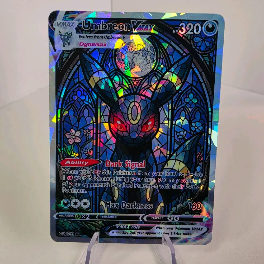 Stained-Glass Umbreon VMAX - Shattered Glass Holo Custom Card - English Back - Standard Size