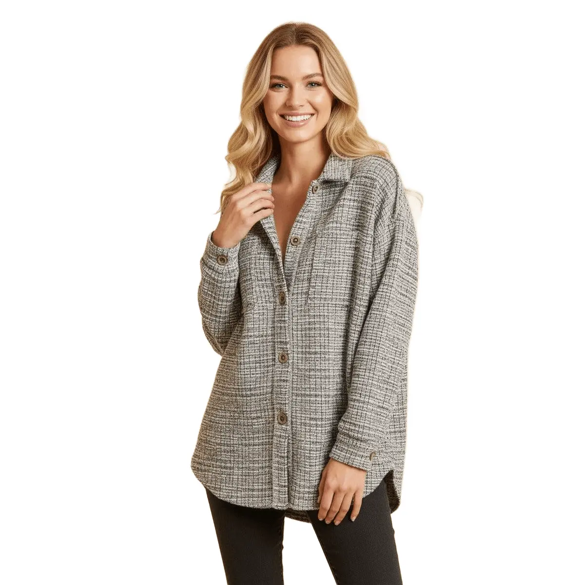 Heimish - Plus/Reg - Boucle Button Down Shacket