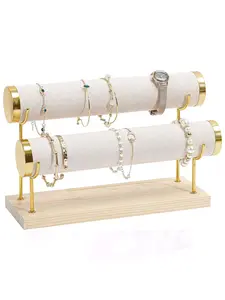 Wooden Bracelet Display Stand, Jewelry Holder for Bangles and Watches with Vintage Charm, Ideal for Retail Displays, Trade Fairs, Personal Collections