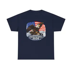 Winter Olympics 2026 Unisex Heavy Cotton Tee - USA Hockey - Canada - Eagle - Goose - Duck - Gift for Men and Women