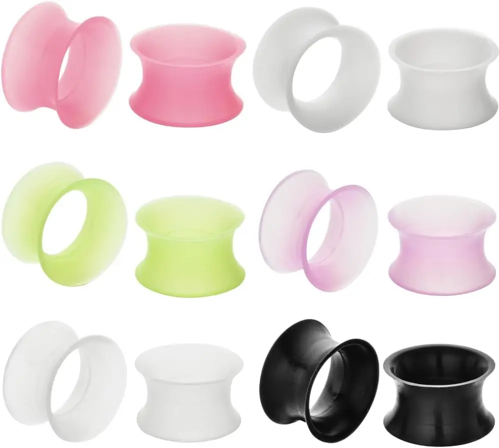 12PCS Mix Color silicone Piercing Ear Plug Tunnels Expanders Gauge