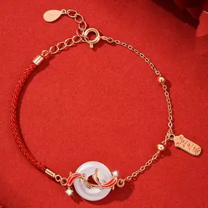 Koi Fish Safety Button Bracelet &Koi Fish Peace Amulet Bracelet&Chinese Feng Shui