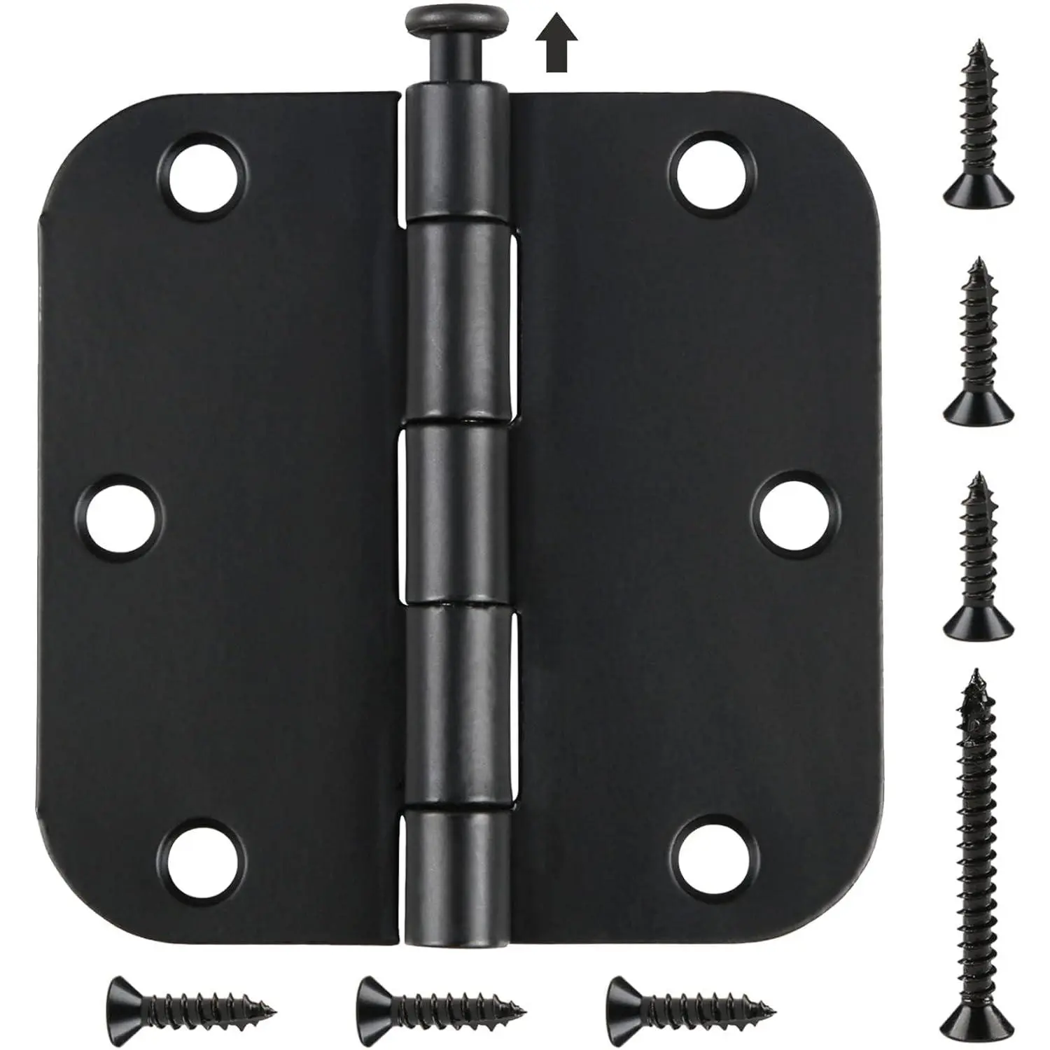 30 Pack Iron Mortised Rounded Matte Black Door Hinges - 3.5"x3.5" with 5/8" Radius, Plain Bearing, Rotates 270°, Interior Door Hardware with Screws for Classroom & Bathroom Installation & Restoration,toolupgrade