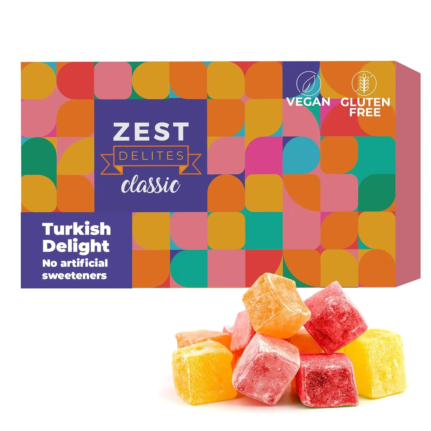 Turkish Delights Candy by Zest Delites, Mothers Day Gifts, Assorted Flavored Turkish Delight Gift Box, 8.8 Oz Lokum, Vegan Snacks Box, Gluten-Free Sweets, Traditional Taste