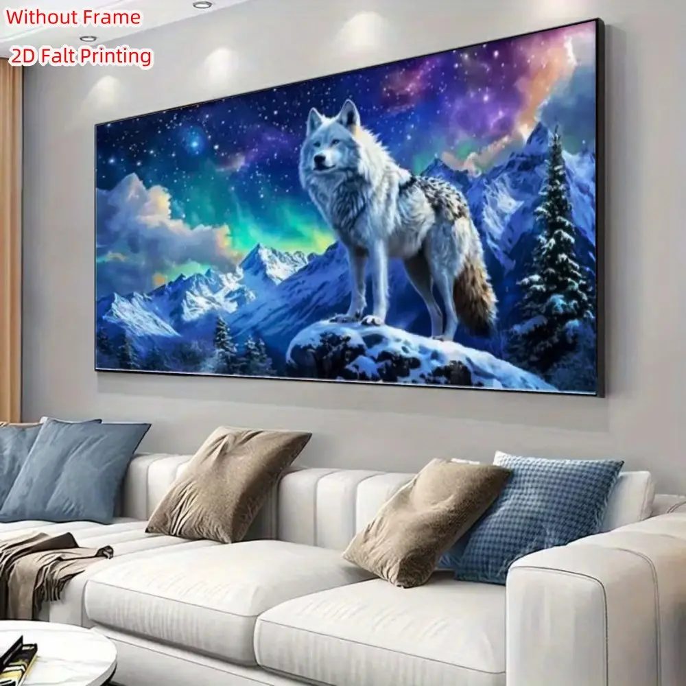 Large Diamond Painting Kit, Polar Night Wolf Design, DIY Full Round Diamond Art, Home Decor for Living Room, Bedroom, Hallway