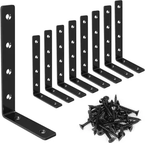 8-Pack 5"x3" L-Shaped Stainless Steel Shelf Brackets, Rustproof Wall-Mount Corner Braces with 8+48 Pieces Screws & Anchors, Max 35lbs Shelf Support