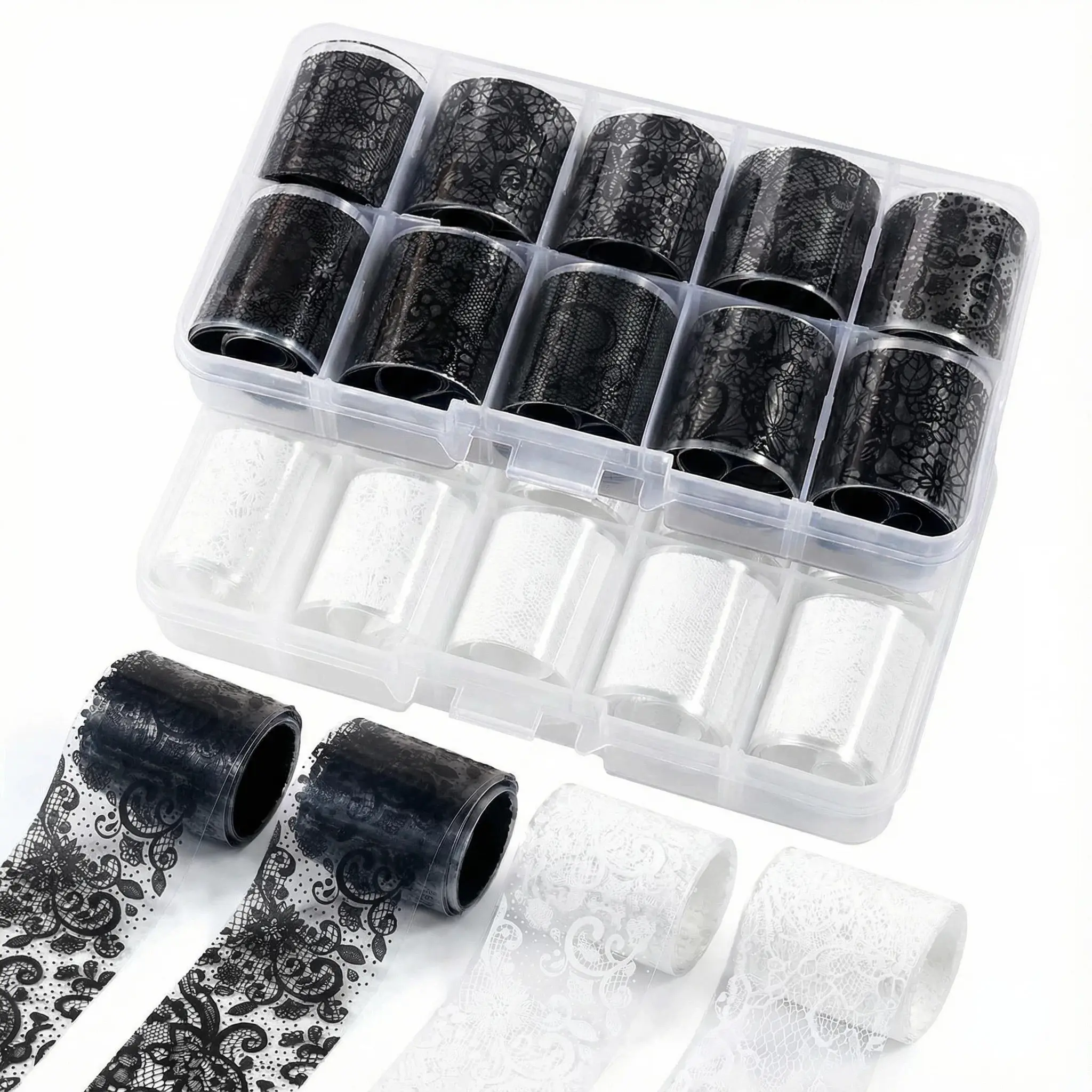20 Rolls Lace Nail Foil, 2 Boxes Floral Transfer Stickers, DIY Acrylic Nail Holographic Decals, Solid Nail Art Decorations, Transferable Nail Art, Nail Art Supplies, Nail Art Accessories