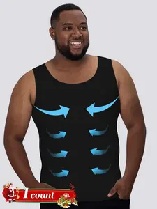 Men's Solid Color Compression Shapewear Tank Top, High Stretch Tummy Control Shaper, Compression Waist Trainer, Tummy Tuck Shapewear for Men, Waist Trainer Vest, Waist Trainers That Snug