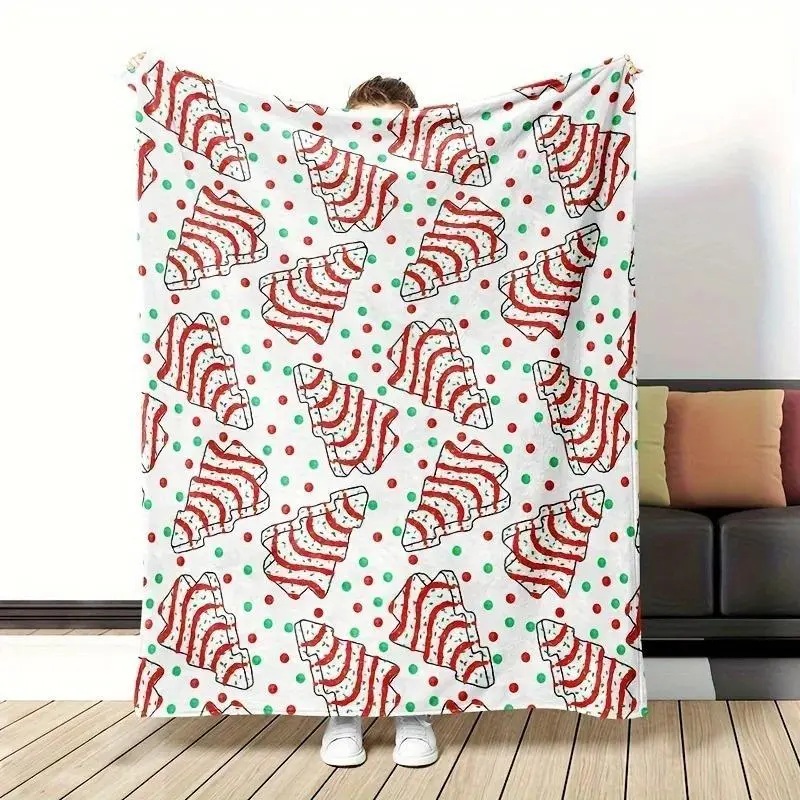 1pc  Christmas Holiday Tree Blankets, Polyester Fabric, Suitable for Bedroom Living Room Decoration warm nap comfortable American Santa cozy cooling blanket