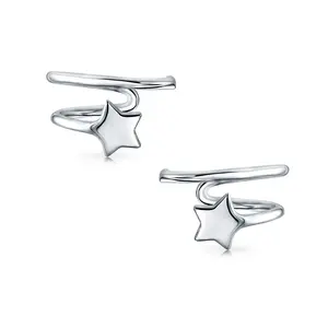 Celestial Star Cartilage Ear Cuffs Wrap Helix Earrings .925 Sterling Silver