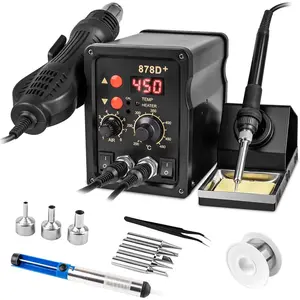 2 in 1 Hot Air Rework Soldering Iron Station Kit, Precision Circuit Board Soldering  Kit, Rapid Heat up Solder Station, Upgrade Dual System Independent Control, Auto Sleep & Calibration