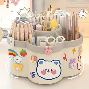 360 Degree Rotatable Pen Holder, Large Capacity Multifunctional Desktop Stationery Storage Box, Cute Pencil Cup, Desk Organizer for Office, School, Home, Desk Organizer Tidy